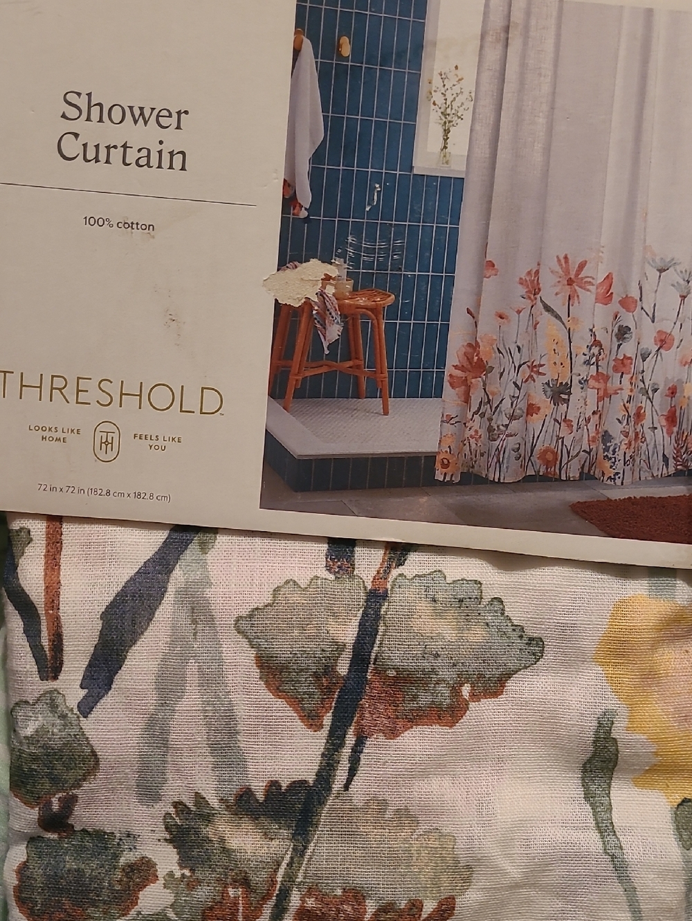 Target White and Red Shower Curtain Floral Design